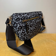 Load image into Gallery viewer, The Roni Nylon Crossbody - Animal Print Grey with Black
