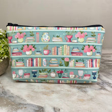 Load image into Gallery viewer, Pouch - Book, Mint Floral Bookcase