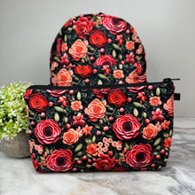 Load image into Gallery viewer, Mini Backpack, Pouch, & Mini Pouch Bundled Set - Embroidery Rose Floral