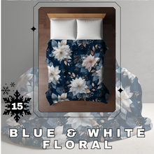Load image into Gallery viewer, Blanket Christmas #15 - Blue & White Floral - PREORDER