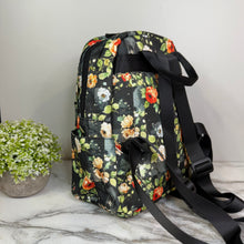 Load image into Gallery viewer, Mini Backpack - Floral On Black