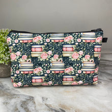 Load image into Gallery viewer, Pouch - Book Stack Roses Teal