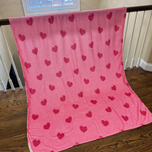 Load image into Gallery viewer, Blanket - Pink with Maroon Hearts