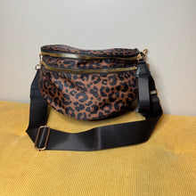 Load image into Gallery viewer, The Roni Nylon Crossbody - Animal Print Black & Caramel - PREORDER
