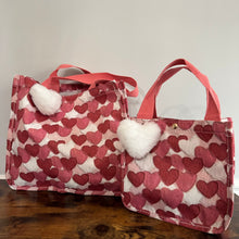 Load image into Gallery viewer, Tote Bag - Heart Dark Pink + White
