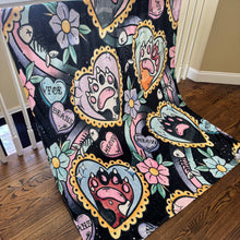 Load image into Gallery viewer, Blanket - Cat Heart Tattoo Meow on Black