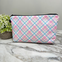 Load image into Gallery viewer, Pouch - Plaid Pink Blue