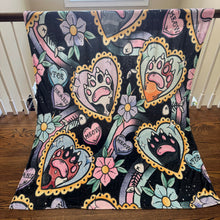 Load image into Gallery viewer, Blanket - Cat Heart Tattoo Meow on Black