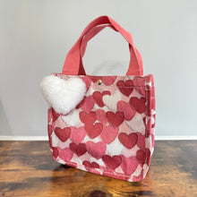 Load image into Gallery viewer, Tote Bag - Heart Dark Pink + White