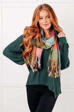 Load image into Gallery viewer, Keep Me Cozy Checkered Fringe Scarf in Berry