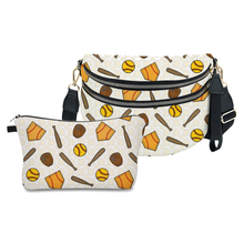 Load image into Gallery viewer, Bundled Set - Roni & Pouch - Softball on White