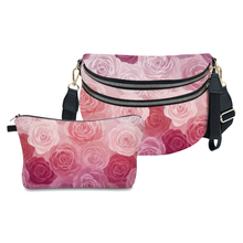 Load image into Gallery viewer, Bundled Set - Roni & Pouch - Floral Pink Purple Ombré Roses