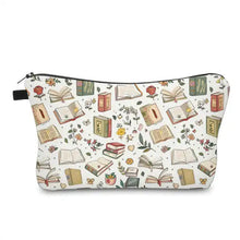 Load image into Gallery viewer, Pouch - Books, Floral Books on White