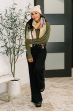 Load image into Gallery viewer, Keep Me Cozy Checkered Fringe Scarf in Pine and Petals