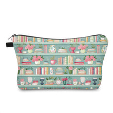 Load image into Gallery viewer, Pouch - Book, Mint Floral Bookcase