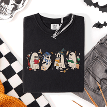Load image into Gallery viewer, Reading Ghosts, Witches, Wizards Halloween Night Book Lovers Illustration Comfort Colors Tee