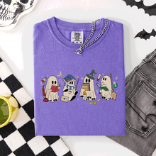 Load image into Gallery viewer, Reading Ghosts, Witches, Wizards Halloween Night Book Lovers Illustration Comfort Colors Tee