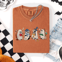 Load image into Gallery viewer, Reading Ghosts, Witches, Wizards Halloween Night Book Lovers Illustration Comfort Colors Tee