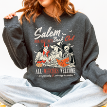 Load image into Gallery viewer, Salem Book Club All Witches Welcome Bookish Booktok Classic Vintage Halloween Reading Books Sweatshirt