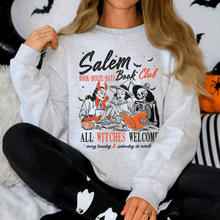 Load image into Gallery viewer, Salem Book Club All Witches Welcome Bookish Booktok Classic Vintage Halloween Reading Books Sweatshirt