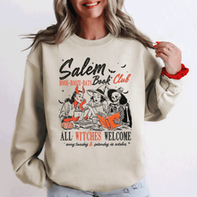Load image into Gallery viewer, Salem Book Club All Witches Welcome Bookish Booktok Classic Vintage Halloween Reading Books Sweatshirt