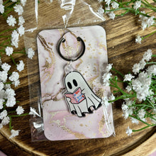 Load image into Gallery viewer, Ghost Reading Red White and Royal Blue Keychain