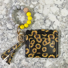Load image into Gallery viewer, Silicone Bracelet Keychain with Scalloped Card Holder - Sunflower
