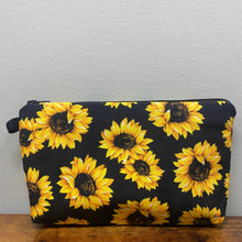 Load image into Gallery viewer, Pouch - Floral Sunflowers on Black