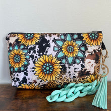 Load image into Gallery viewer, Pouch - Sunflower, Turquoise Sunflower