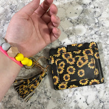 Load image into Gallery viewer, Silicone Bracelet Keychain with Scalloped Card Holder - Sunflower
