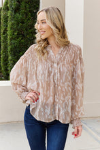 Load image into Gallery viewer, Printed Button Down Smocked Lantern Sleeve Blouse (SAMPLE SALE)