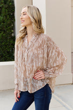 Load image into Gallery viewer, Printed Button Down Smocked Lantern Sleeve Blouse (SAMPLE SALE)