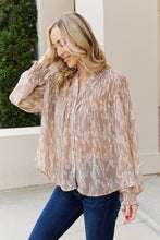 Load image into Gallery viewer, Printed Button Down Smocked Lantern Sleeve Blouse (SAMPLE SALE)