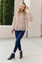 Load image into Gallery viewer, Printed Button Down Smocked Lantern Sleeve Blouse (SAMPLE SALE)