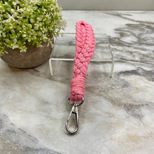 Load image into Gallery viewer, Keychain - Macrame Bracelet - Braided Pink
