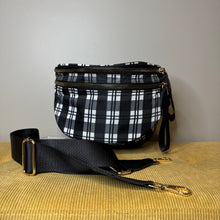 Load image into Gallery viewer, The Roni Nylon Crossbody - Black &amp; White Plaid

