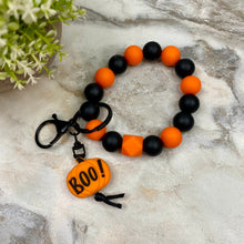 Load image into Gallery viewer, Silicone Bracelet Keychain - Halloween - Pumpkin Boo
