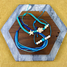 Load image into Gallery viewer, Bracelet Pack - Adjustable String Turtle Starfish Blue
