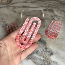 Load image into Gallery viewer, Jumbo Paperclip - Pink Glitter Hearts
