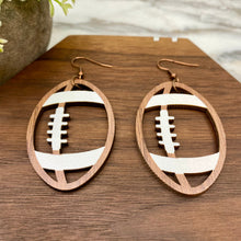 Load image into Gallery viewer, Wooden Cutout Dangle Earrings - Football
