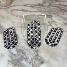 Load image into Gallery viewer, Jumbo Paperclip - Black &amp; White Plaid
