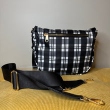 Load image into Gallery viewer, The Roni Nylon Crossbody - Black &amp; White Plaid
