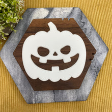 Load image into Gallery viewer, Coaster - Silicone - Glow In The Dark White Pumpkin Halloween
