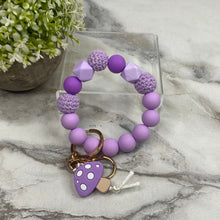 Load image into Gallery viewer, Silicone Bracelet Keychain - Purple Mushroom
