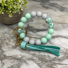 Load image into Gallery viewer, Silicone Bracelet Keychain - Terrazzo Mint
