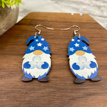 Load image into Gallery viewer, Wooden Dangle Earrings - Winter - Gnome Blue Snowballs
