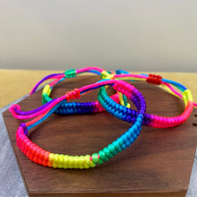 Load image into Gallery viewer, Bracelet - Adjustable String - Braided Solid Rainbow
