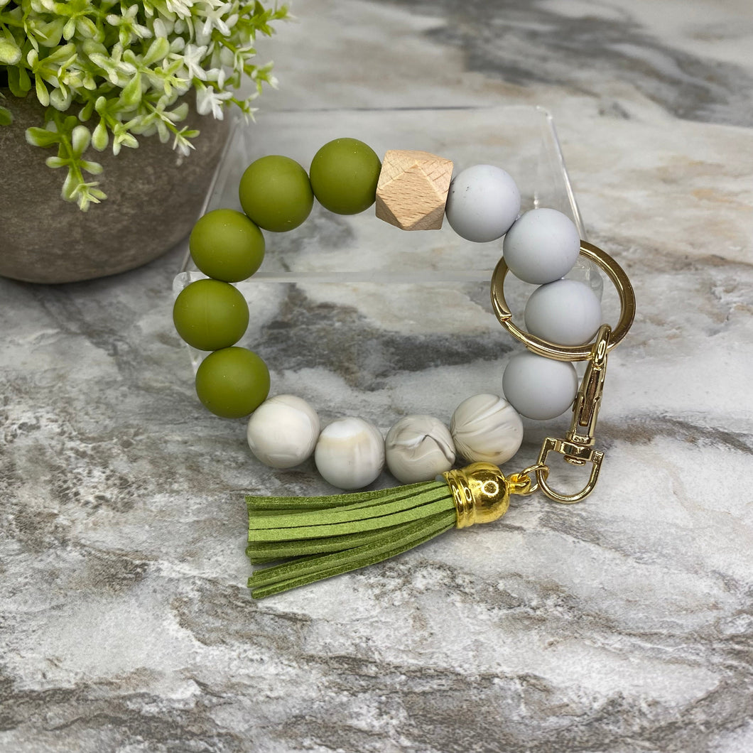 Silicone Bracelet Keychain - Olive