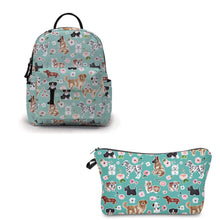 Load image into Gallery viewer, Pouch &amp; Mini Backpack Set - Mint Puppies
