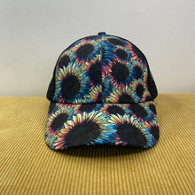 Load image into Gallery viewer, Hat - Ponytail - Rainbow Sunflower
